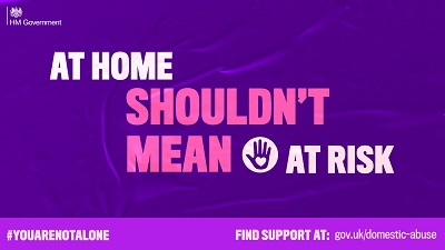 Graphic displaying text At Home Shouldn't Mean At Risk #youarenotalone